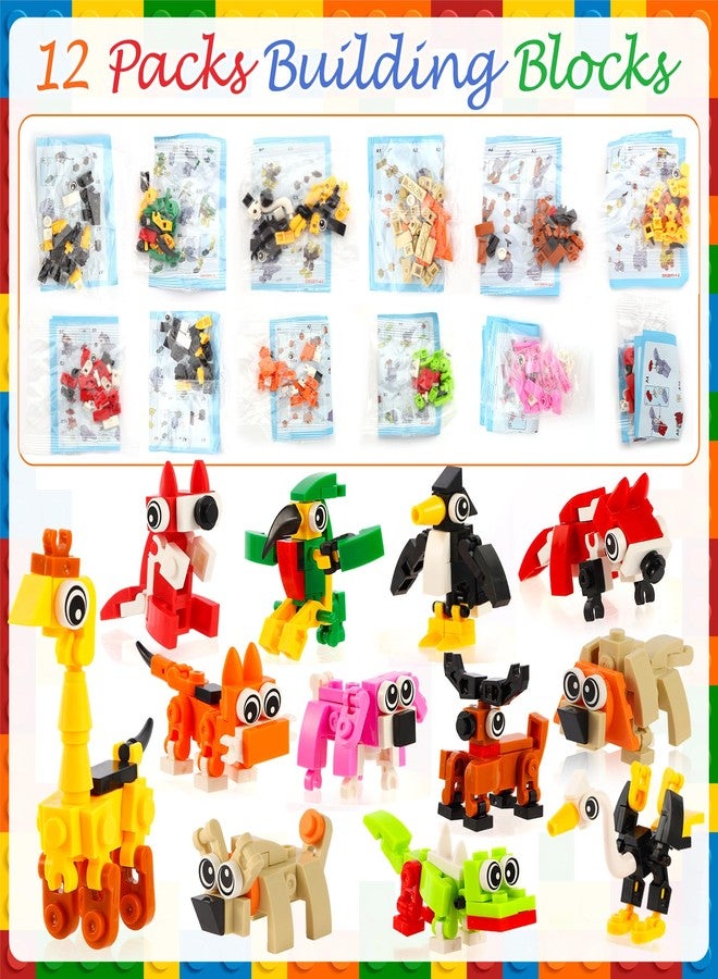 LiYiQ 134 Pcs Building Blocks Party Favors with Reusable Drinking Straws Animal Building Blocks Slap Bracelets Keychains Stamps Stickers and Gift Bags Gamer Birthday Party Supplies (Building) - Image 3